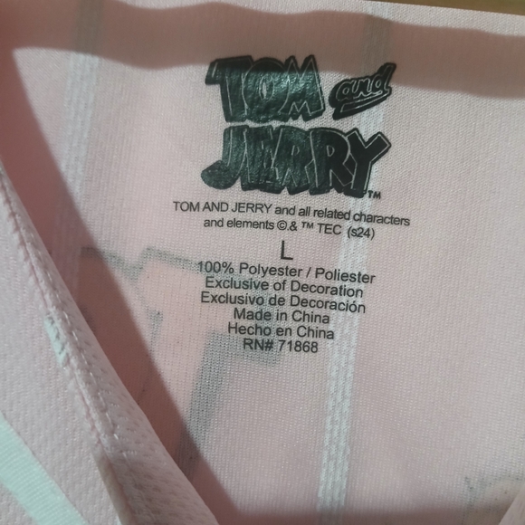 TOM & JERRY Pink Baseball Jersey Juniors Size: L (NEW) - Picture 5 of 7